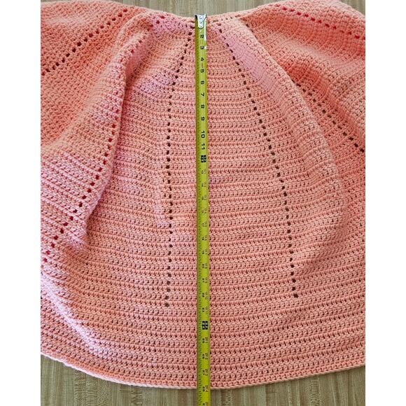 CROCHET Tangerine NEW Poncho Cape Shrug Handmade Orange Coat Jacket Gift - Picture 6 of 7